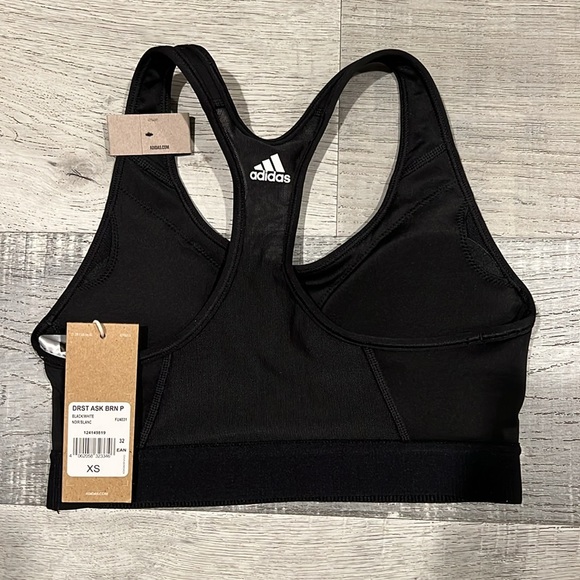 Adidas Activewear Medium Support Sports Bra Racerback Black Size XSmall - Picture 4 of 6
